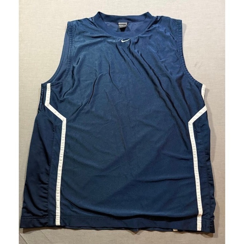 Vintage Nike Men's Blue Sleeveless Basketball Jersey Mens XL Gray Tag Adult.